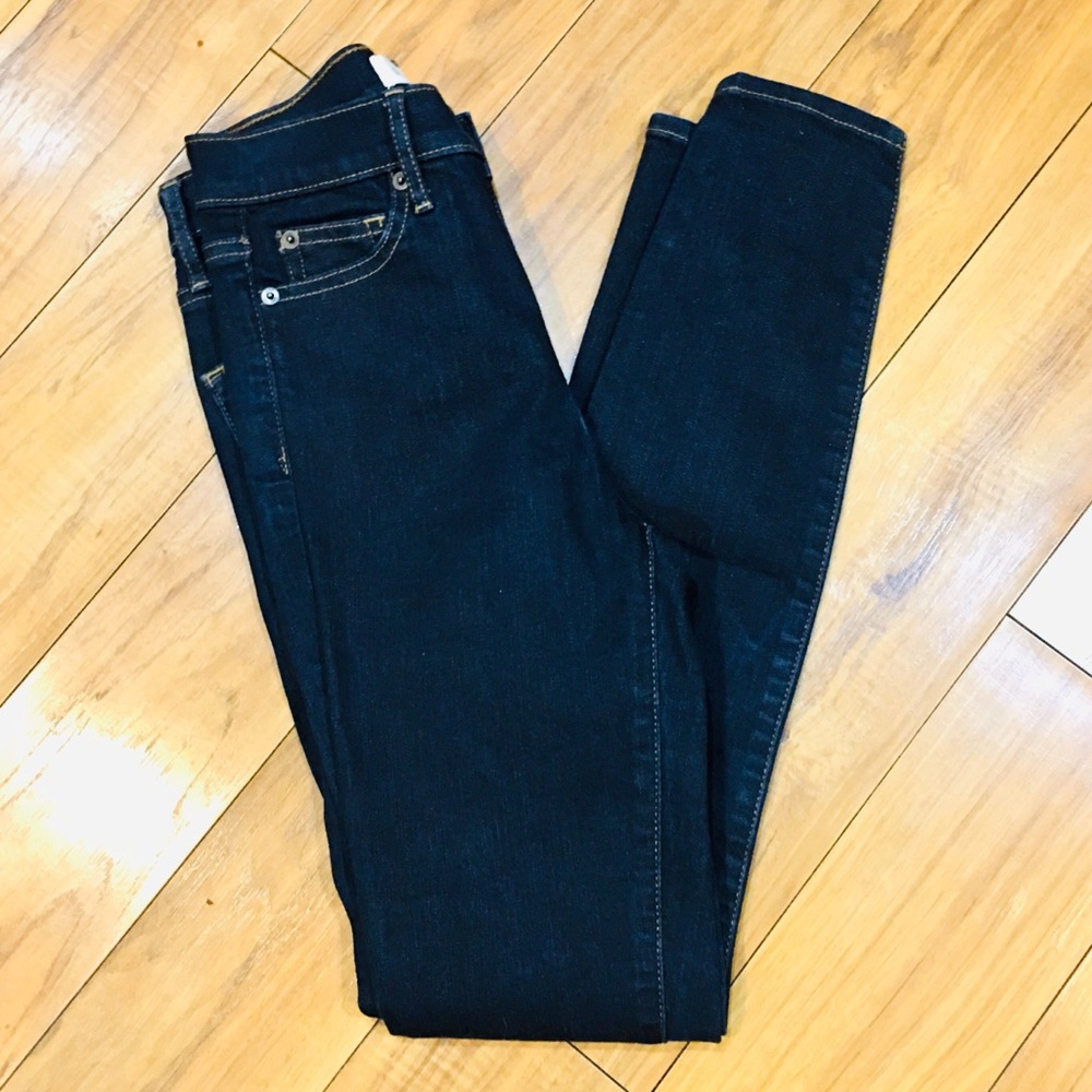 Gap true Skinny super high rise dark denim blue jeans preppy 0 25 waist stretch